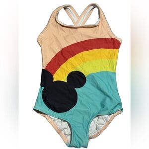 Hanna Anderson Disney Colorful Rainbow Swimsuit with Mickey Design